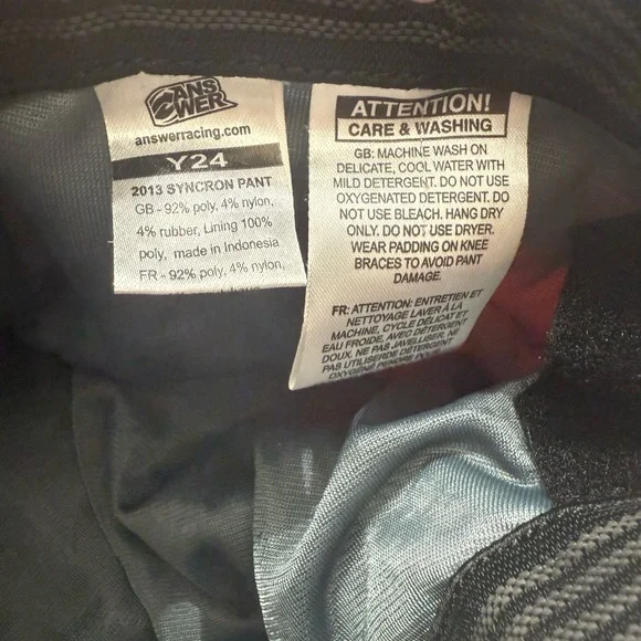 EXCELLENT Motorcycle ATV Pants Size 8-9 (Y24) Youth Boys Answer Blue Black - Picture 7 of 7